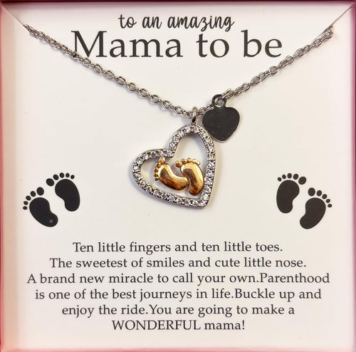 Baby Feet Heart Necklace