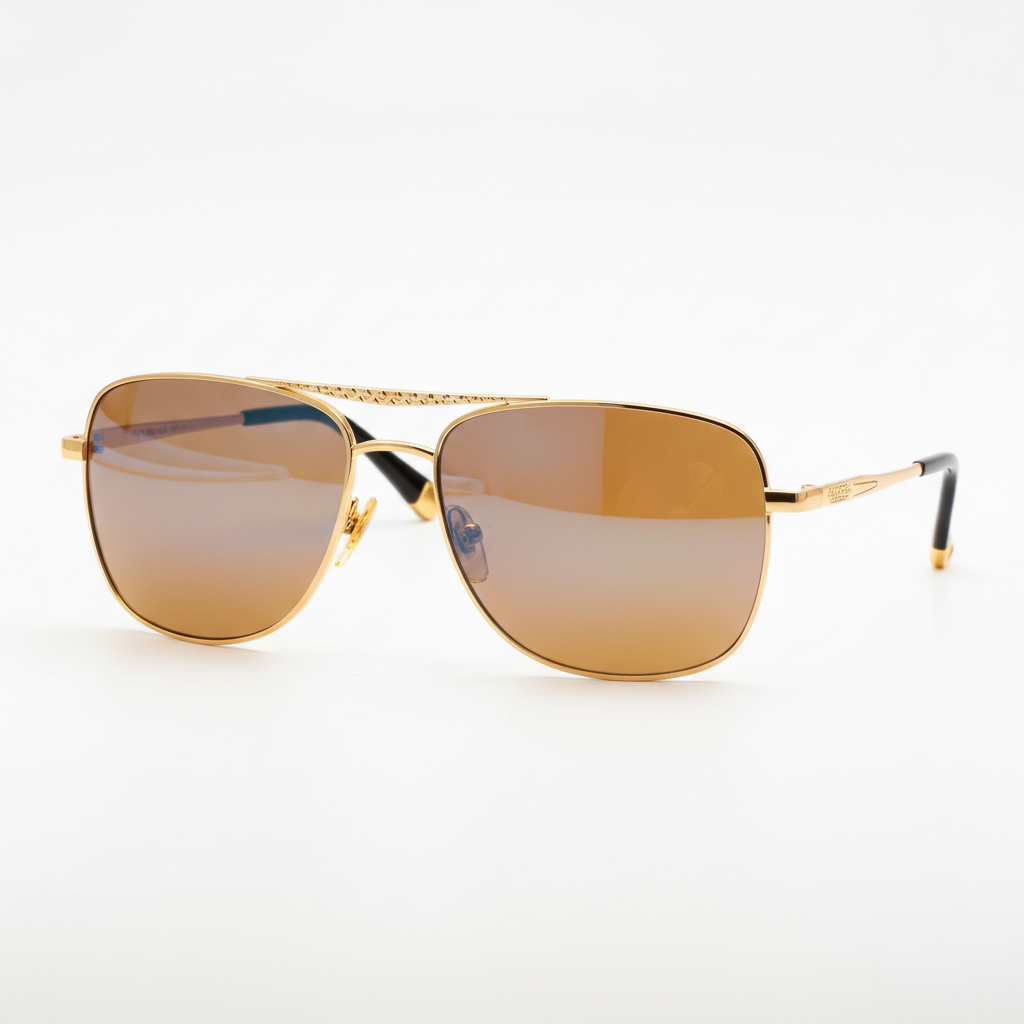 Premium gold-tone polarized sunglasses on white background